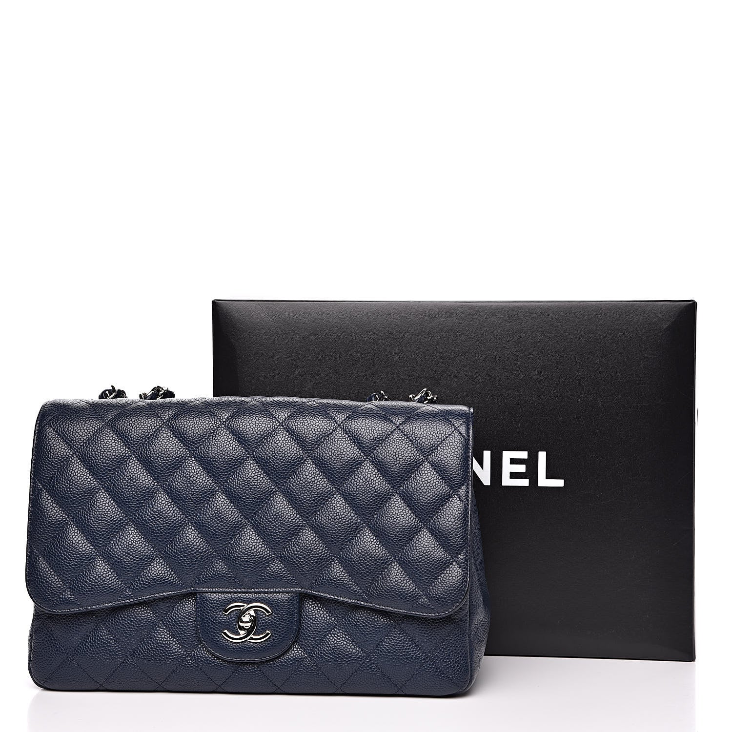 Chanel Caviar Quilted Jumbo Single Flap Dark Blue 12 of 12