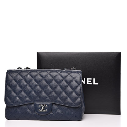 Chanel Caviar Quilted Jumbo Single Flap Dark Blue 12 of 12