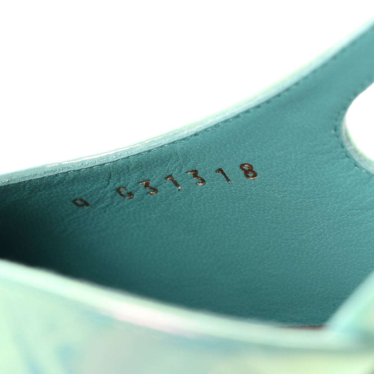 Iridecent Calfskin Crocodile Embossed CC Cap Toe CC Slingback Pumps 41 Green