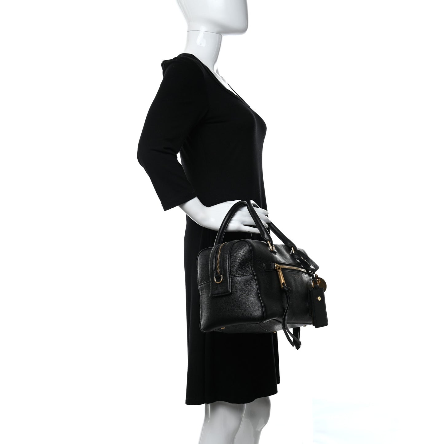 Calfskin Recruit Bauletto Satchel Tote Bag Black