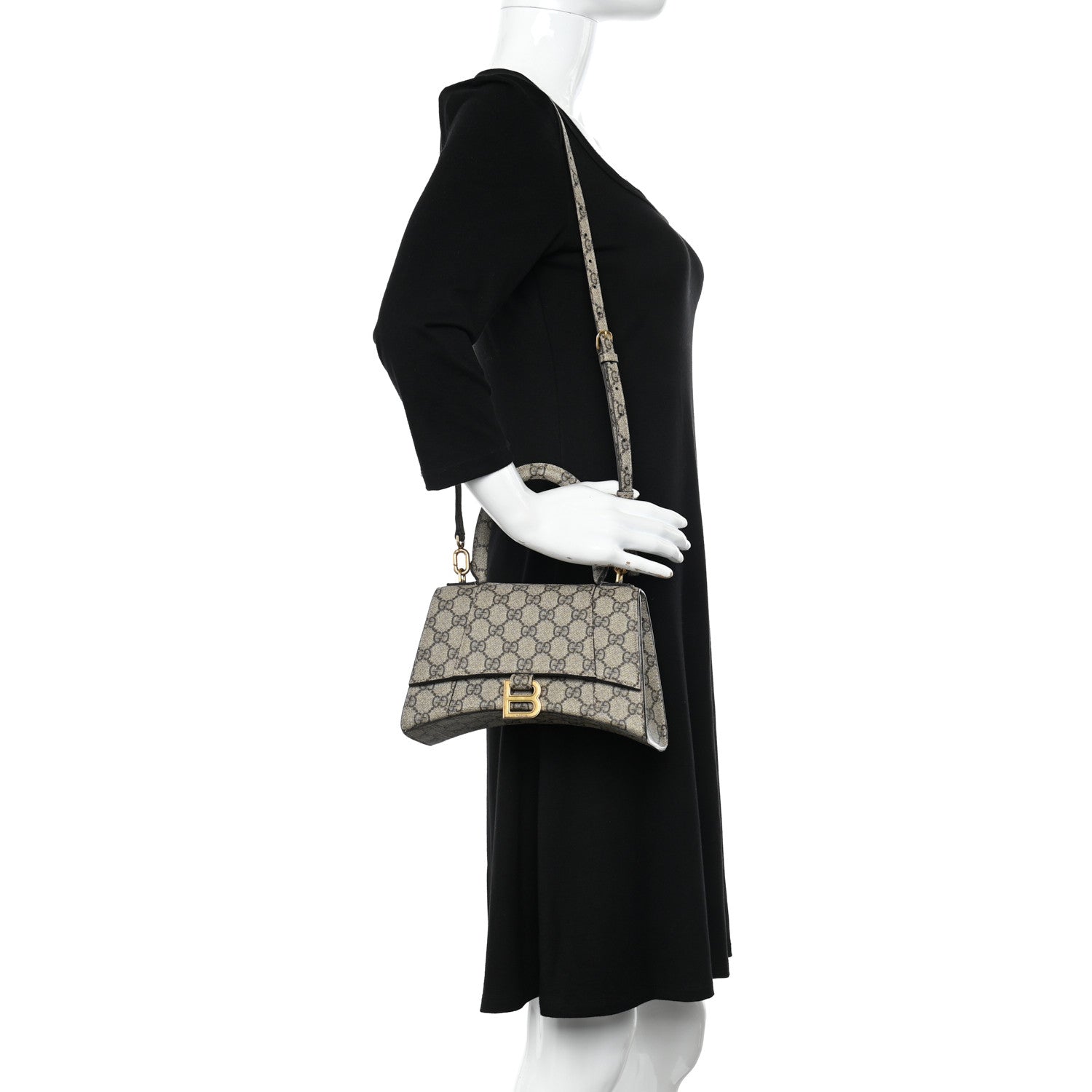 Balenciaga X GUCCI GG Supreme Monogram Small Hourglass Top Handle Bag Beige Ebony 2 of 13