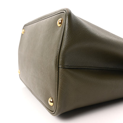 Prada Saffiano Cuir Large Double Bag Militaire 9 of 11