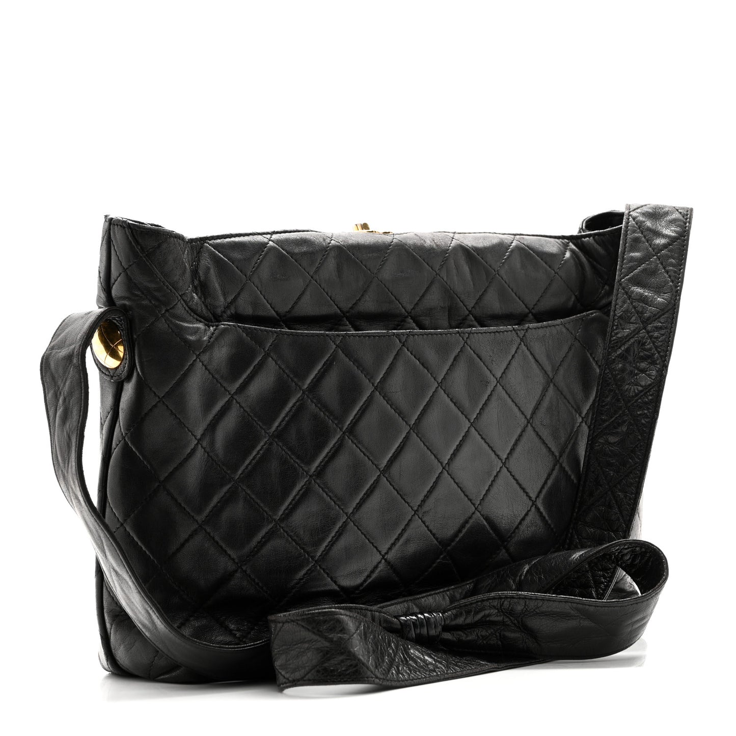 Lambskin Quilted Shoulder Bag Black