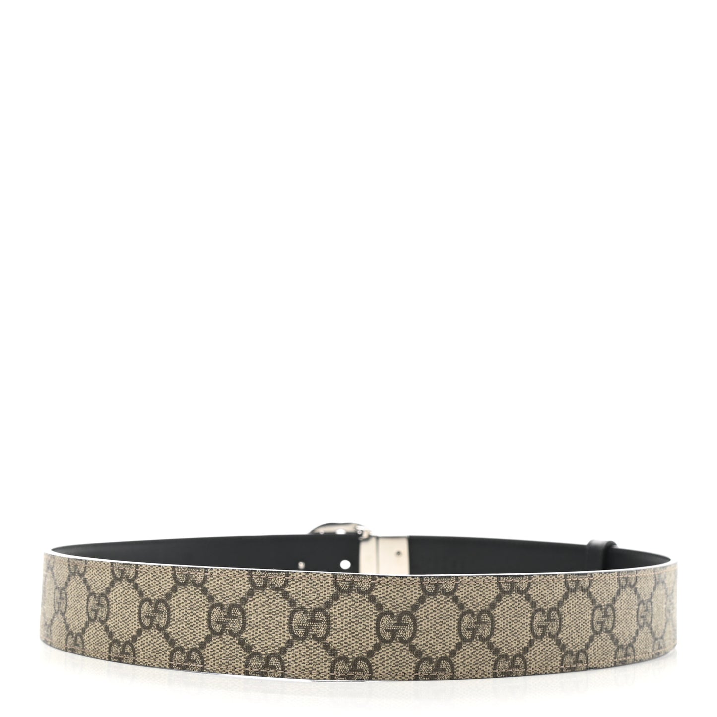 GG Supreme Monogram Selleria Calfskin Interlocking G Reversible 37mm Belt 90 36 Beige Ebony Black