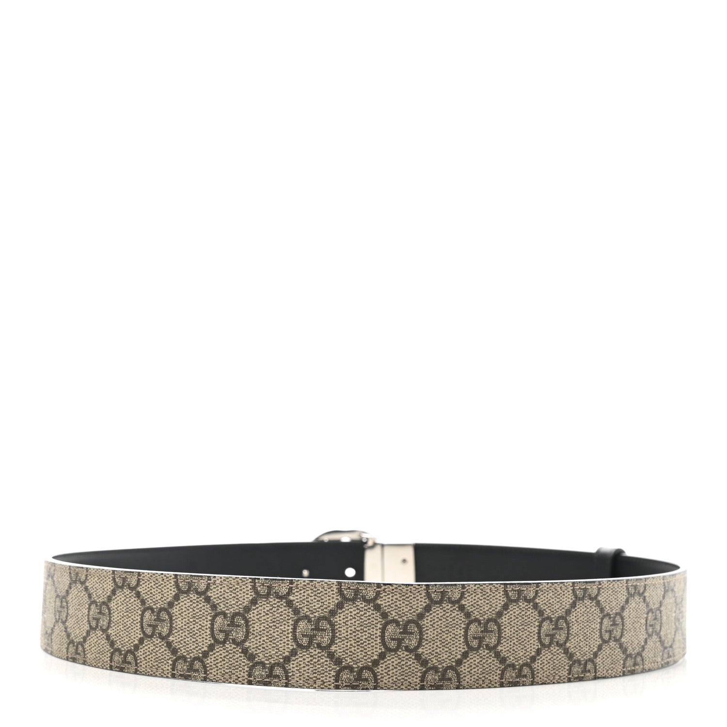 Gucci GG Supreme Monogram Selleria Calfskin Interlocking G Reversible 37mm Belt 90 36 Beige Ebony Black 4 of 6