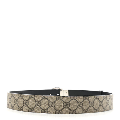 Gucci GG Supreme Monogram Selleria Calfskin Interlocking G Reversible 37mm Belt 90 36 Beige Ebony Black 4 of 6