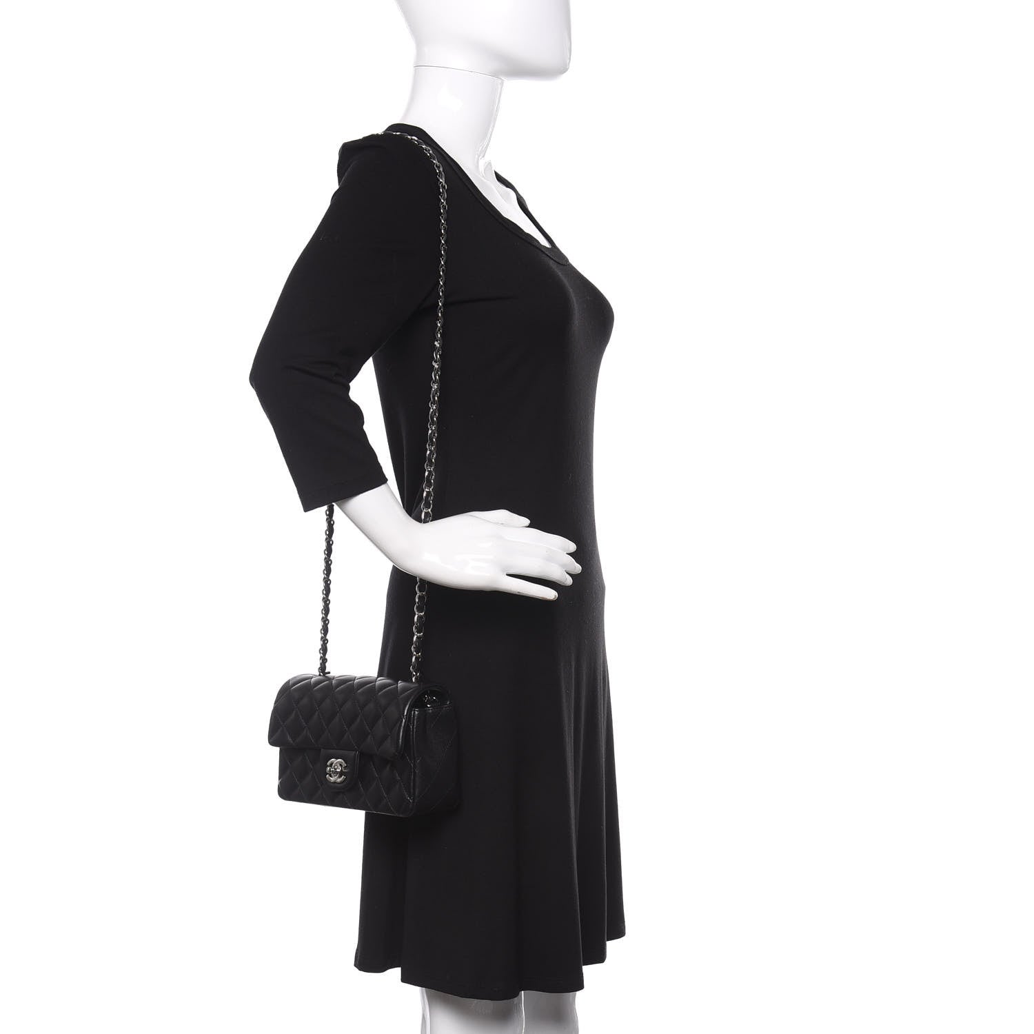 Chanel Lambskin Quilted Mini Rectangular Flap Black 2 of 11