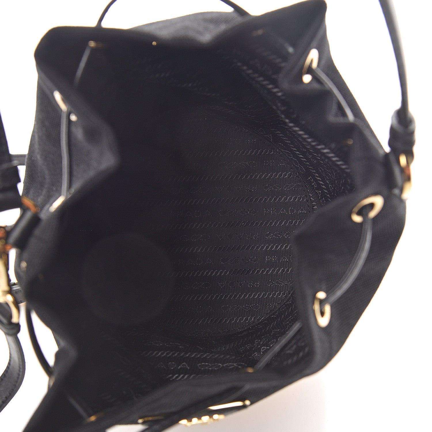 Prada Wicker Canvas Bucket Bag Black 4 of 8