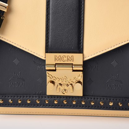 MCM Calfskin Coated Canvas Studded Small Marien Satchel Camomile 6 of 16