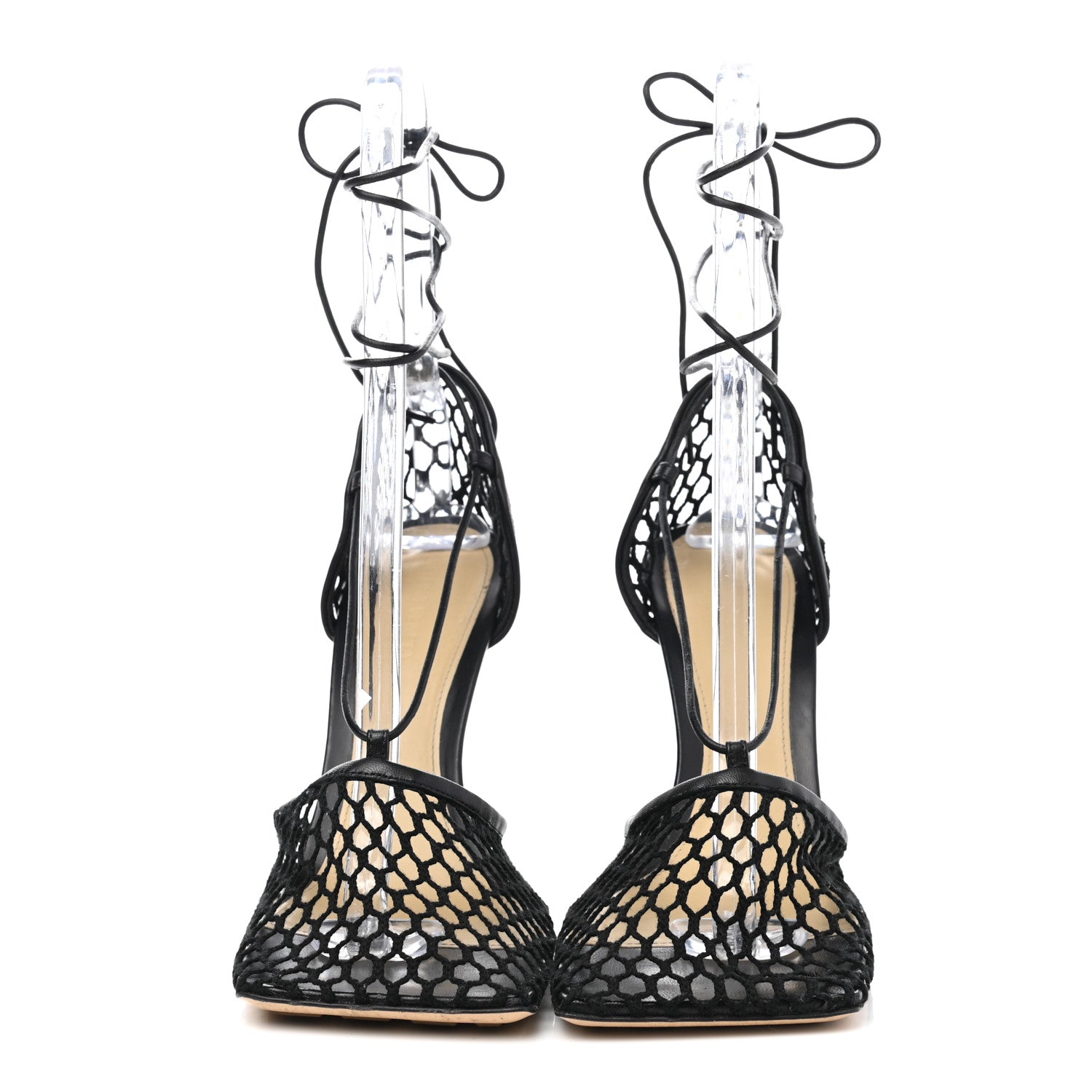Bottega Veneta Mesh Nappa Stretch Ankle Tie Sandals 41 Black 2 of 10