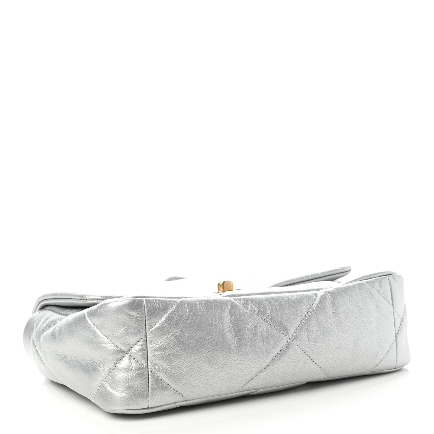 Metallic Goatskin Quilted Medium Chanel 19 Flap Silver