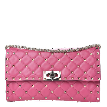 Valentino Garavani Nappa Rockstud Spike Wallet On Chain Pink Orchid 1 of 9