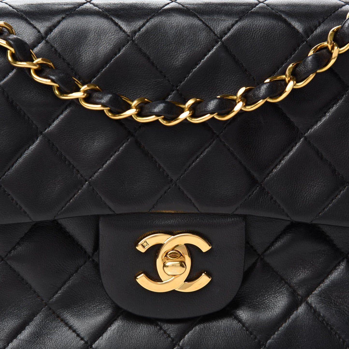 Lambskin Quilted Small Double Flap Black