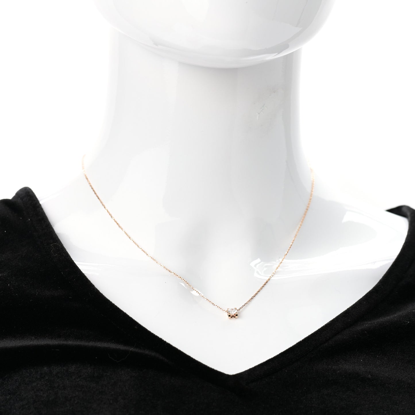 18K Pink Gold Diamond .33ct C De Cartier Pendant Necklace