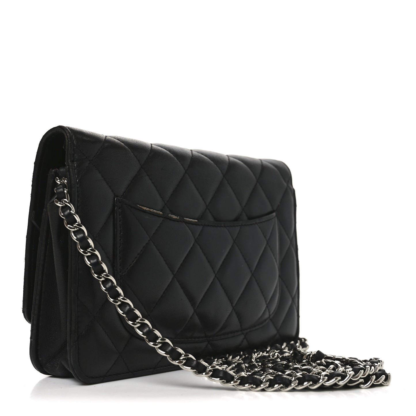 Lambskin Quilted Wallet On Chain WOC Black