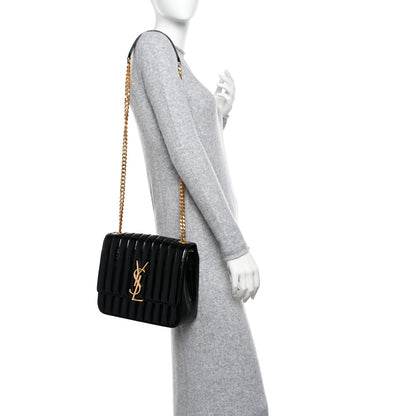 Saint Laurent Patent Matelasse Monogram Large Vicky Chain Bag Black 3 of 11