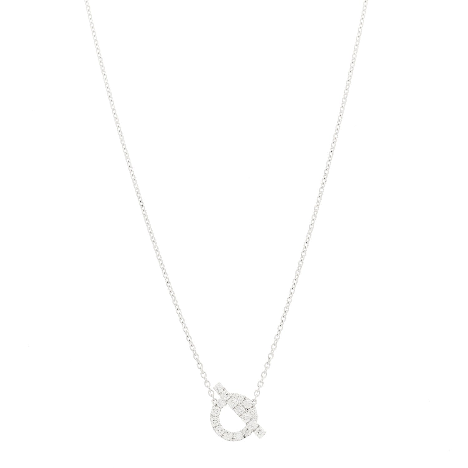 Hermes 18K White Gold Diamond Finesse Pendant Necklace 1 of 6