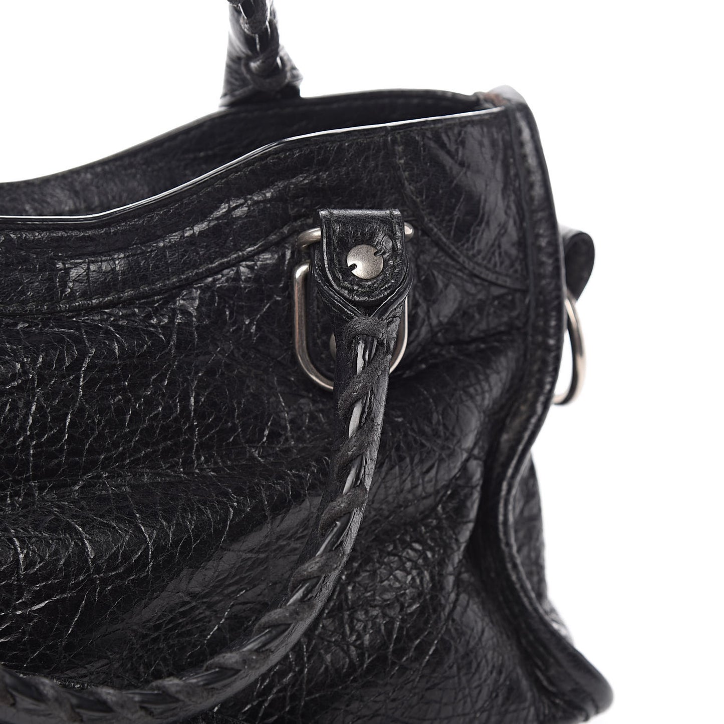 Agneau Silver Metallic Edge Hardware Mini City Black