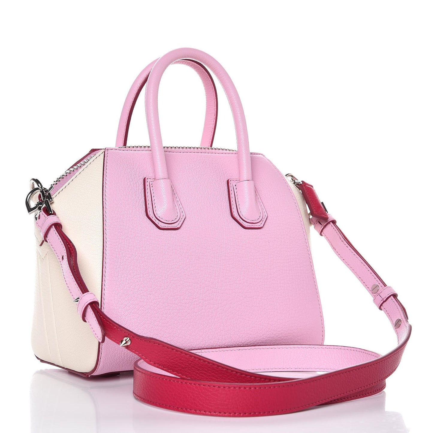 Sugar Goatskin Mini Tri-Color Antigona Bright Pink White Fuchsia