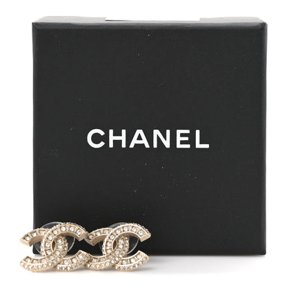 Chanel Crystal Timeless CC Earrings Light Gold 5 of 5