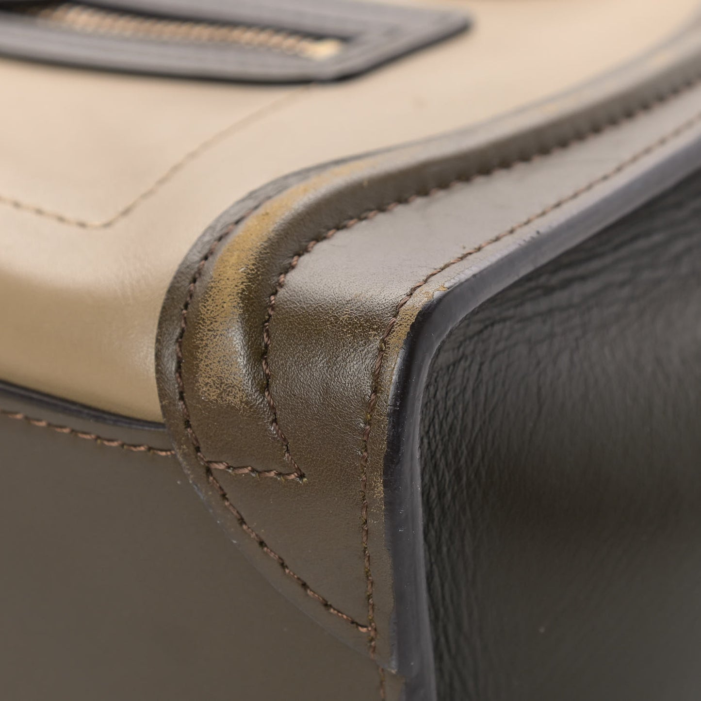 Smooth Calfskin Nano Tri-Color Luggage Khaki