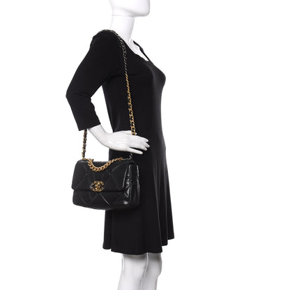 Chanel Goatskin Quilted Medium 19 Flap Black 2 of 11