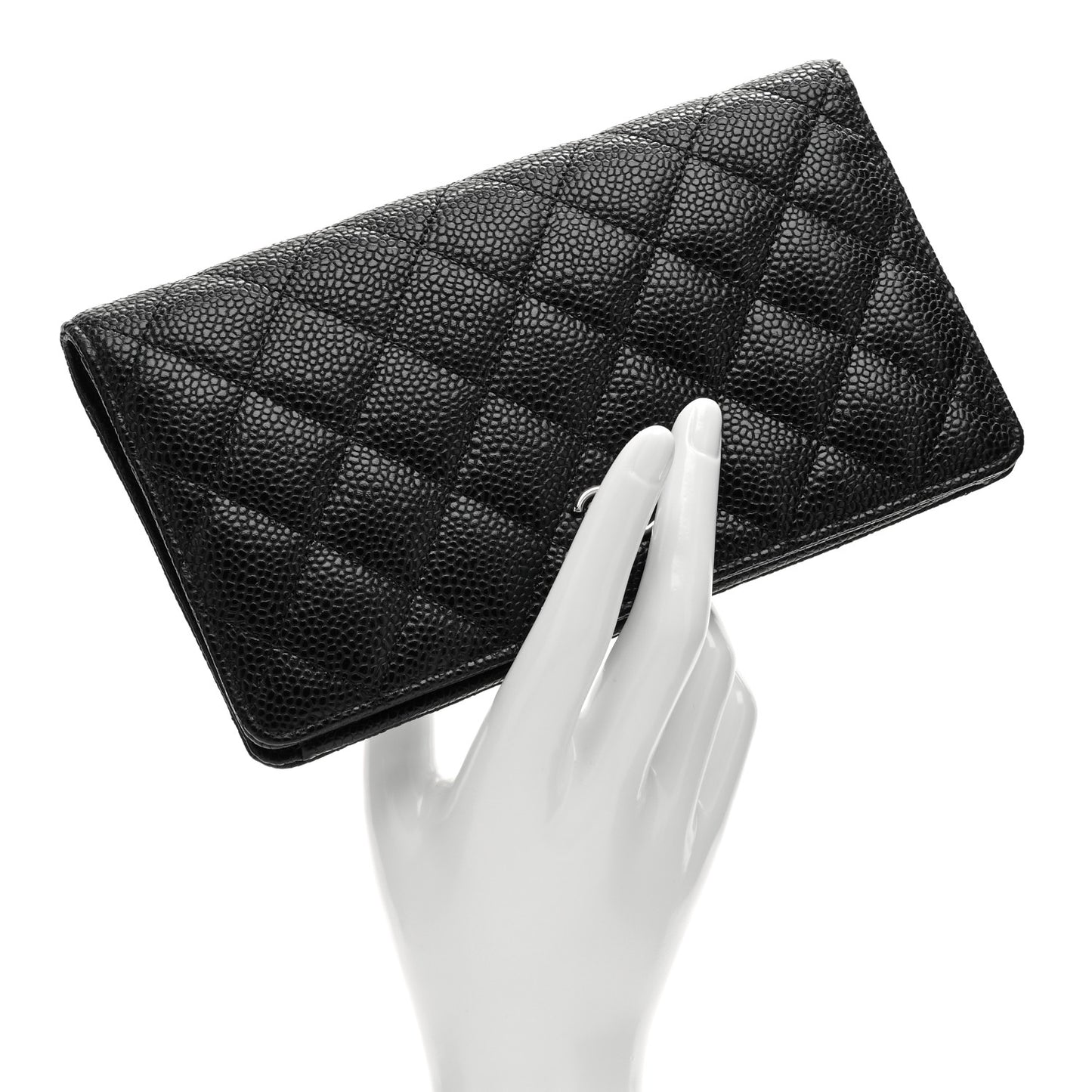 Caviar Quilted Yen Wallet Black
