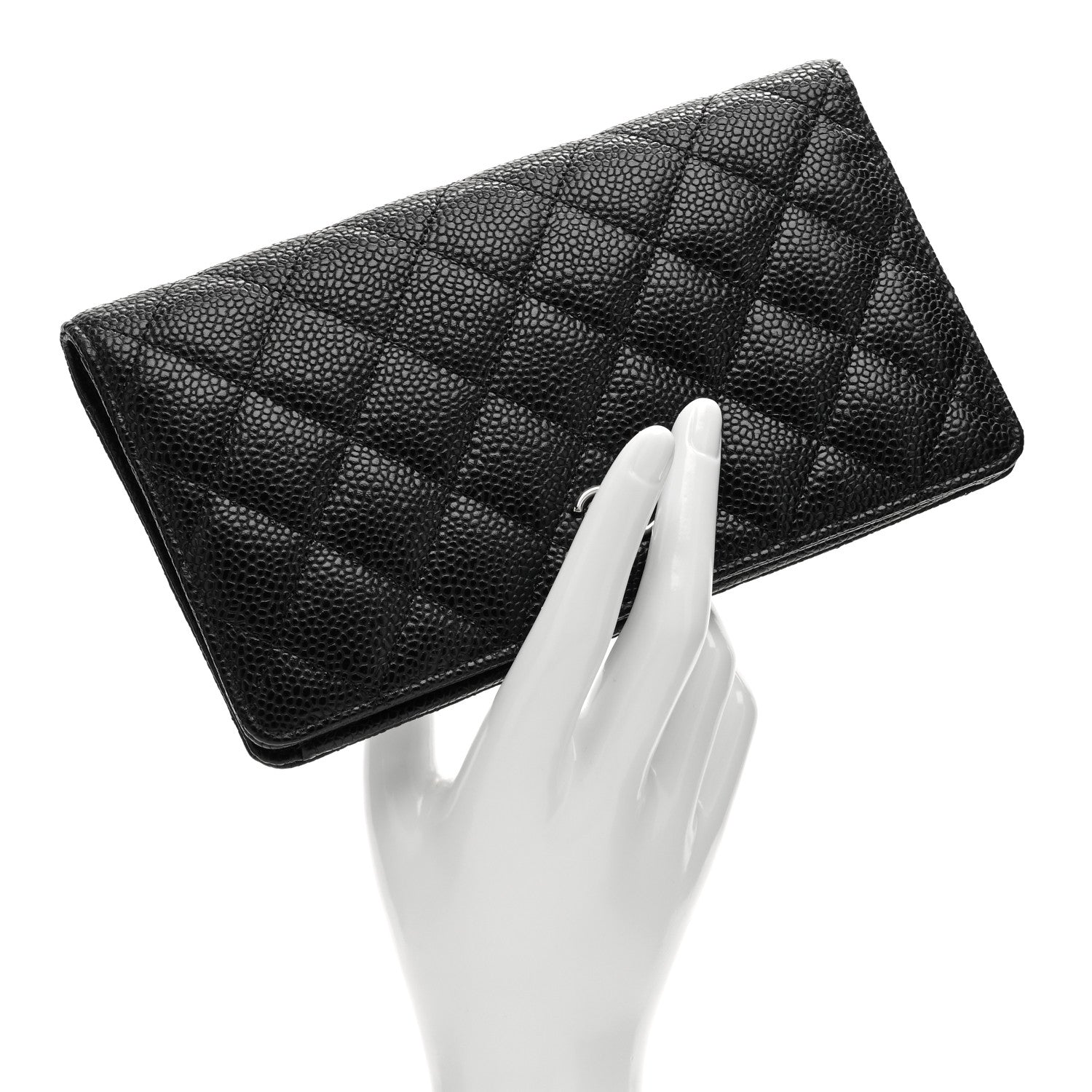 Chanel Caviar Quilted Yen Wallet Black 2 of 8