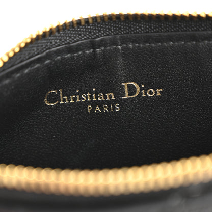 Christian Dior Supple Calfskin Cannage Caro Cosmos Zipped Card Holder Black 12 of 18