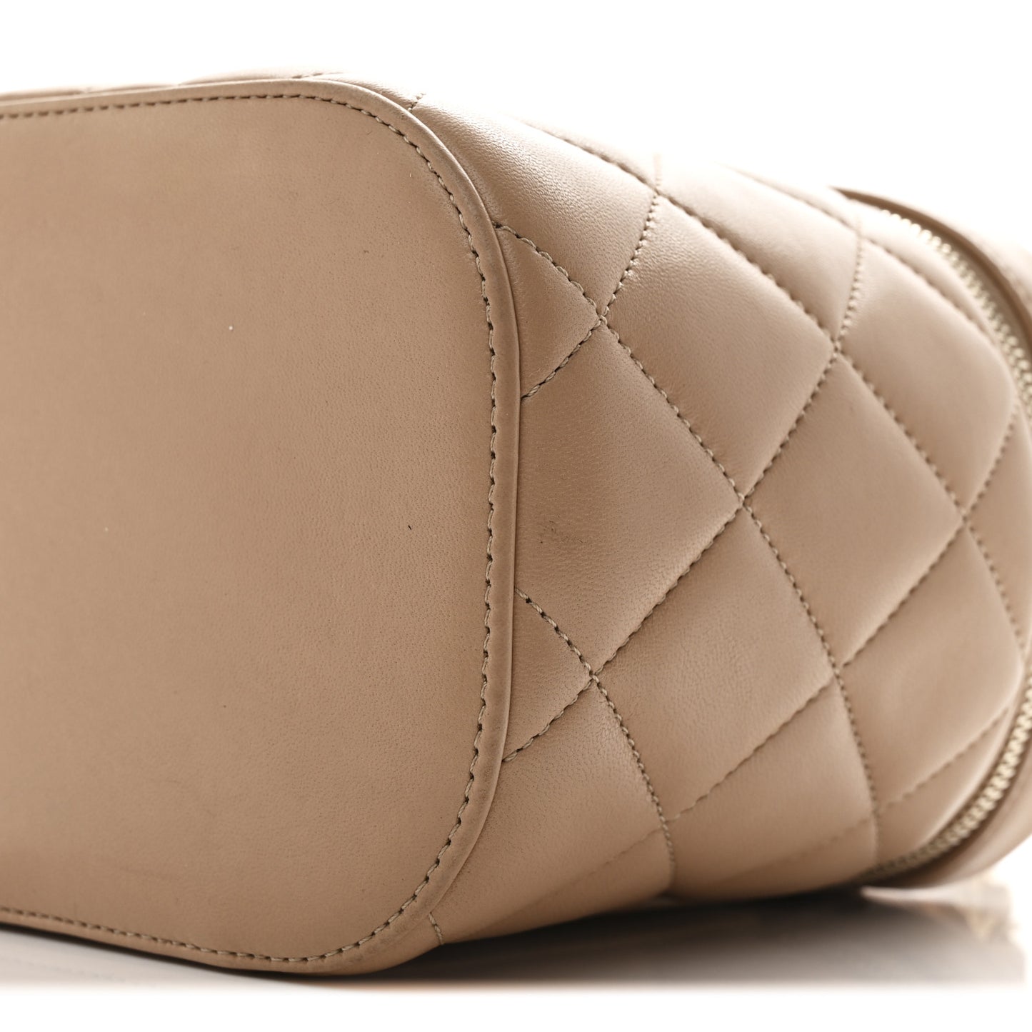 Lambskin Quilted Trendy Vanity Case Beige
