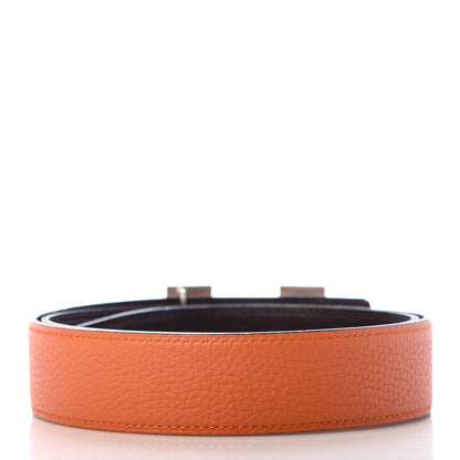 Hermes Box Togo 32mm Guilloche H Belt 80 Chocolate Orange 2 of 6
