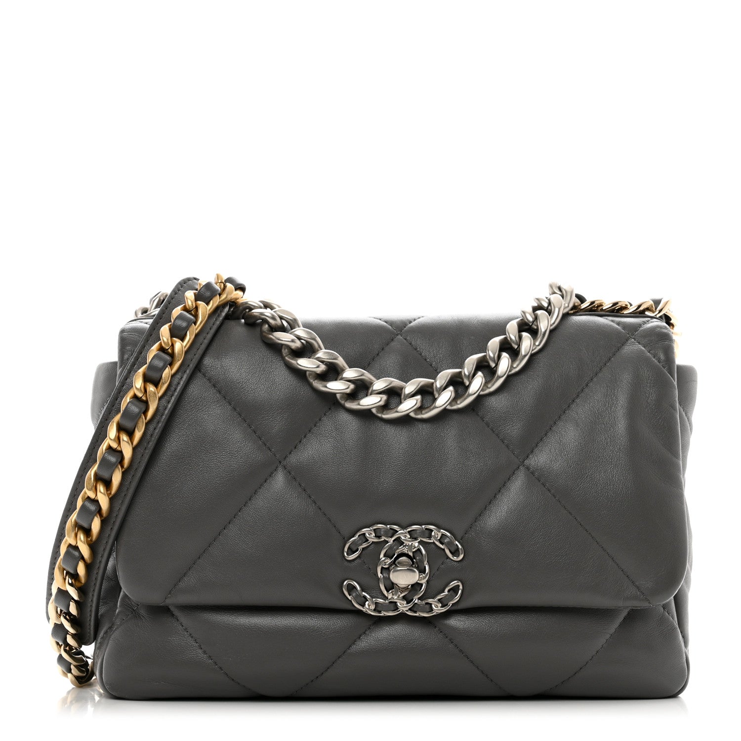 Chanel Lambskin Quilted Medium Chanel 19 Flap Dark Grey 1 of 10