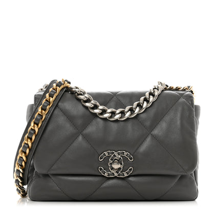 Chanel Lambskin Quilted Medium Chanel 19 Flap Dark Grey 1 of 10