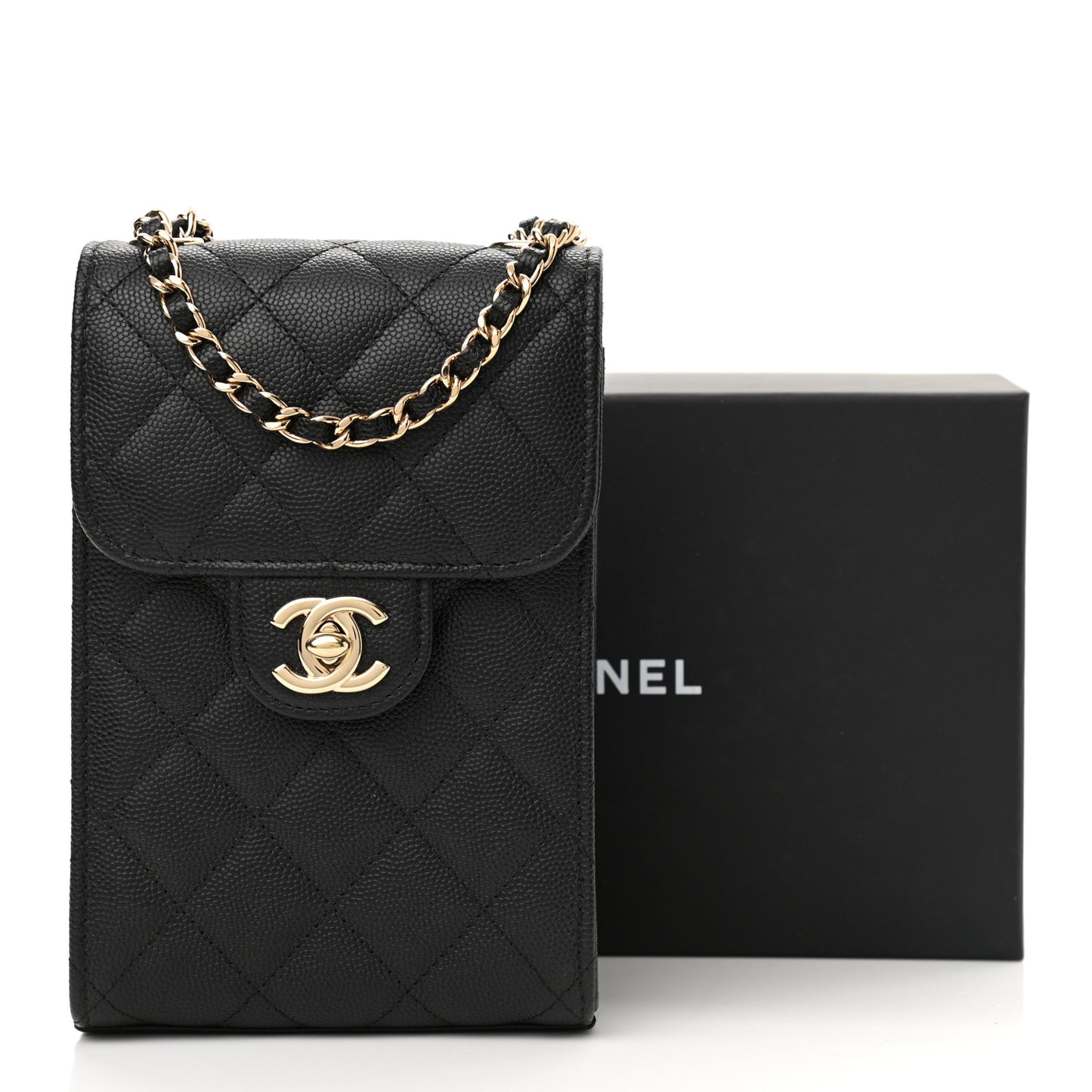 Caviar Quilted Classic Phone Holder Black
