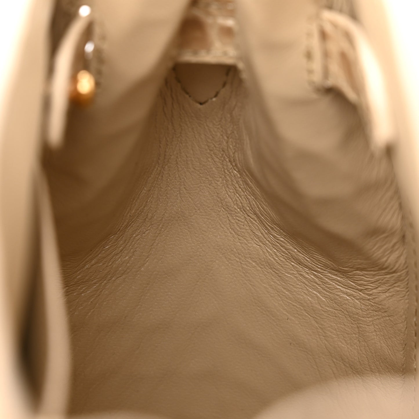 Calfskin Crocodile Embossed Small La Medusa Top Handle Bag Beige
