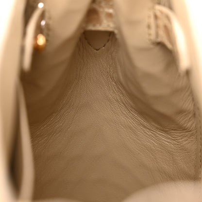 Versace Calfskin Crocodile Embossed Small La Medusa Top Handle Bag Beige 11 of 11