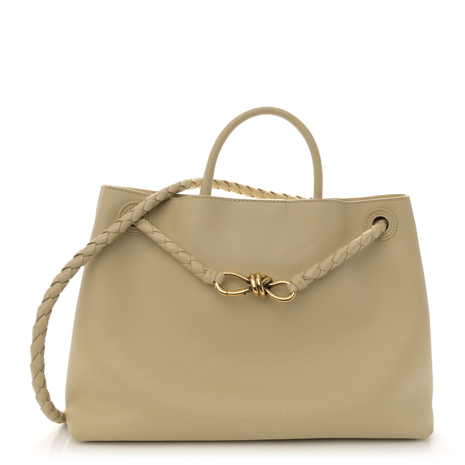 Bottega Veneta Silky Calfskin Medium Andiamo Shoulder Bag Light Butterscotch 1 of 10