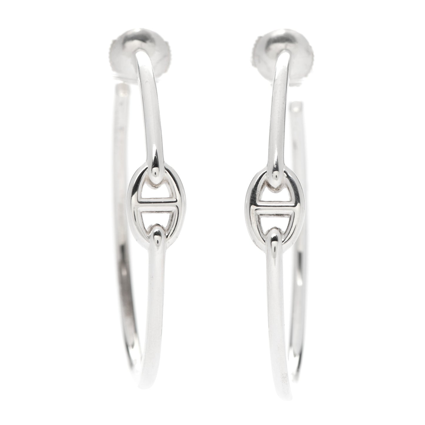 Sterling Silver GM Chain d'Ancre Enchainee Hoop Earrings