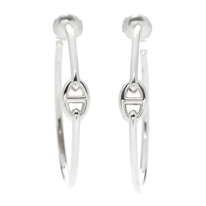Hermes Sterling Silver GM Chain d'Ancre Enchainee Hoop Earrings 1 of 4