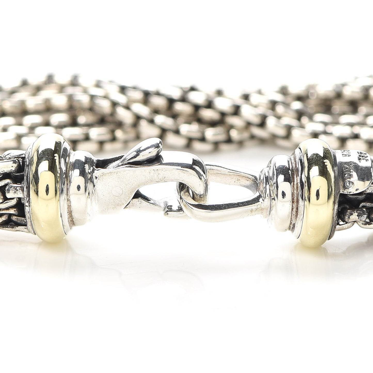 Sterling Silver 14K Yellow Gold Six-Row Box Chain Bracelet