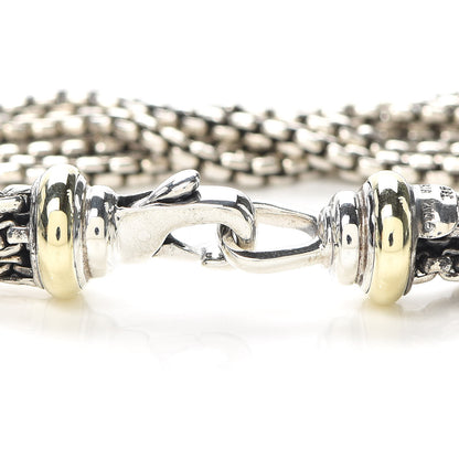 David Yurman Sterling Silver 14K Yellow Gold Six-Row Box Chain Bracelet 4 of 5