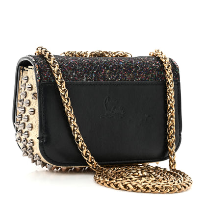 Christian Louboutin Glitter Calfskin Spikes Sweety Charity NV Crossbody Gold 3 of 10