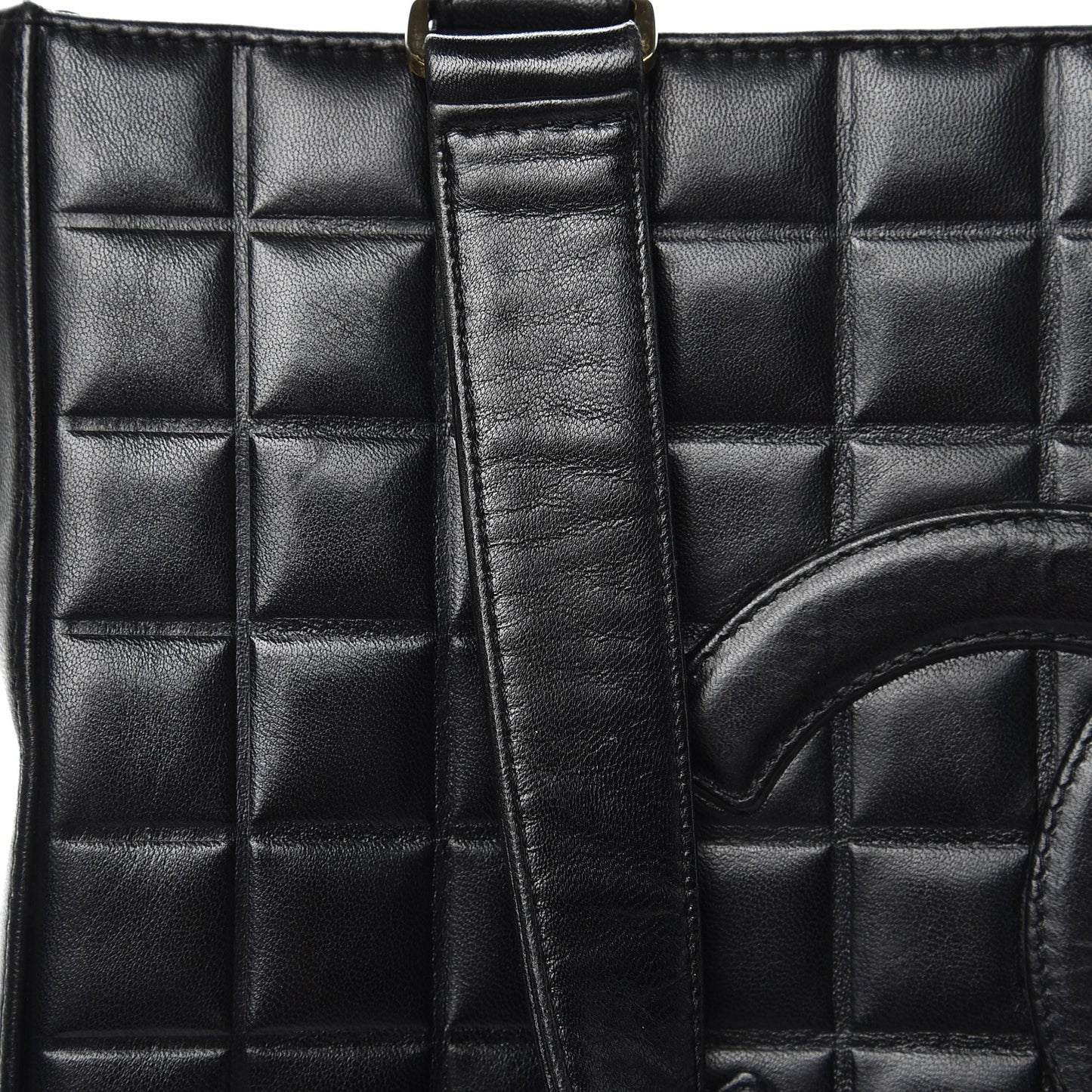 Lambskin Quilted Chocolate Bar Tote Black