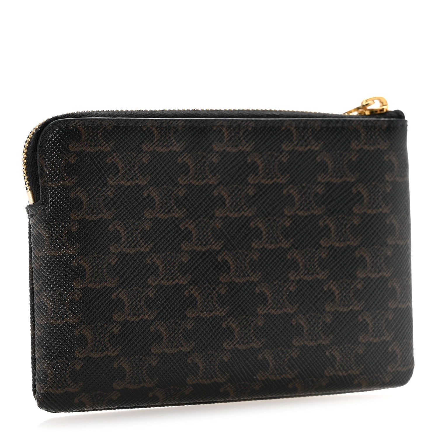 Celine Triomphe Canvas Logo Coin and Card Pouch With Hook Black 3 of 10