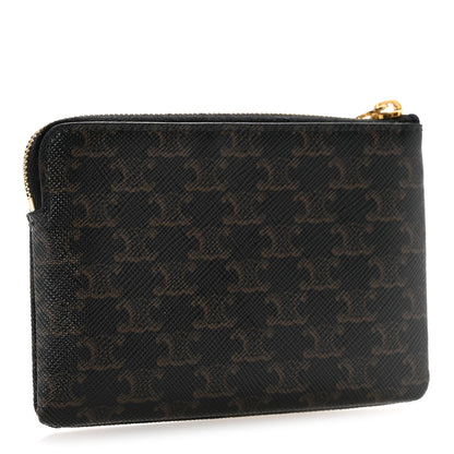 Celine Triomphe Canvas Logo Coin and Card Pouch With Hook Black 3 of 10