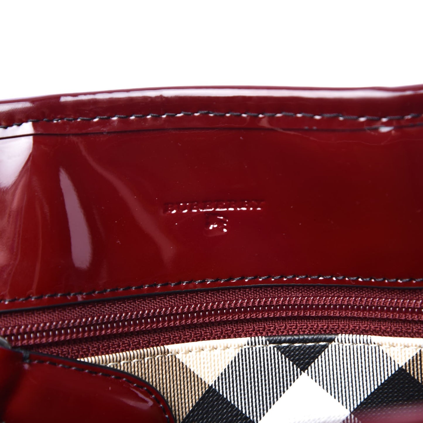 Patent Trim Small Nova Check Tote Red