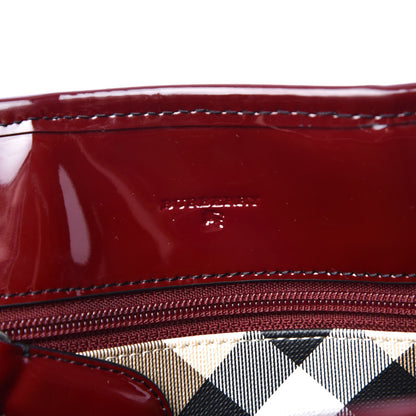 Burberry Patent Trim Small Nova Check Tote Red 6 of 16