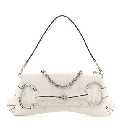 Gucci Nappa Vertical Matelasse Medium Maxi Horsebit Chain Shoulder Bag Mystic White 1 of 13