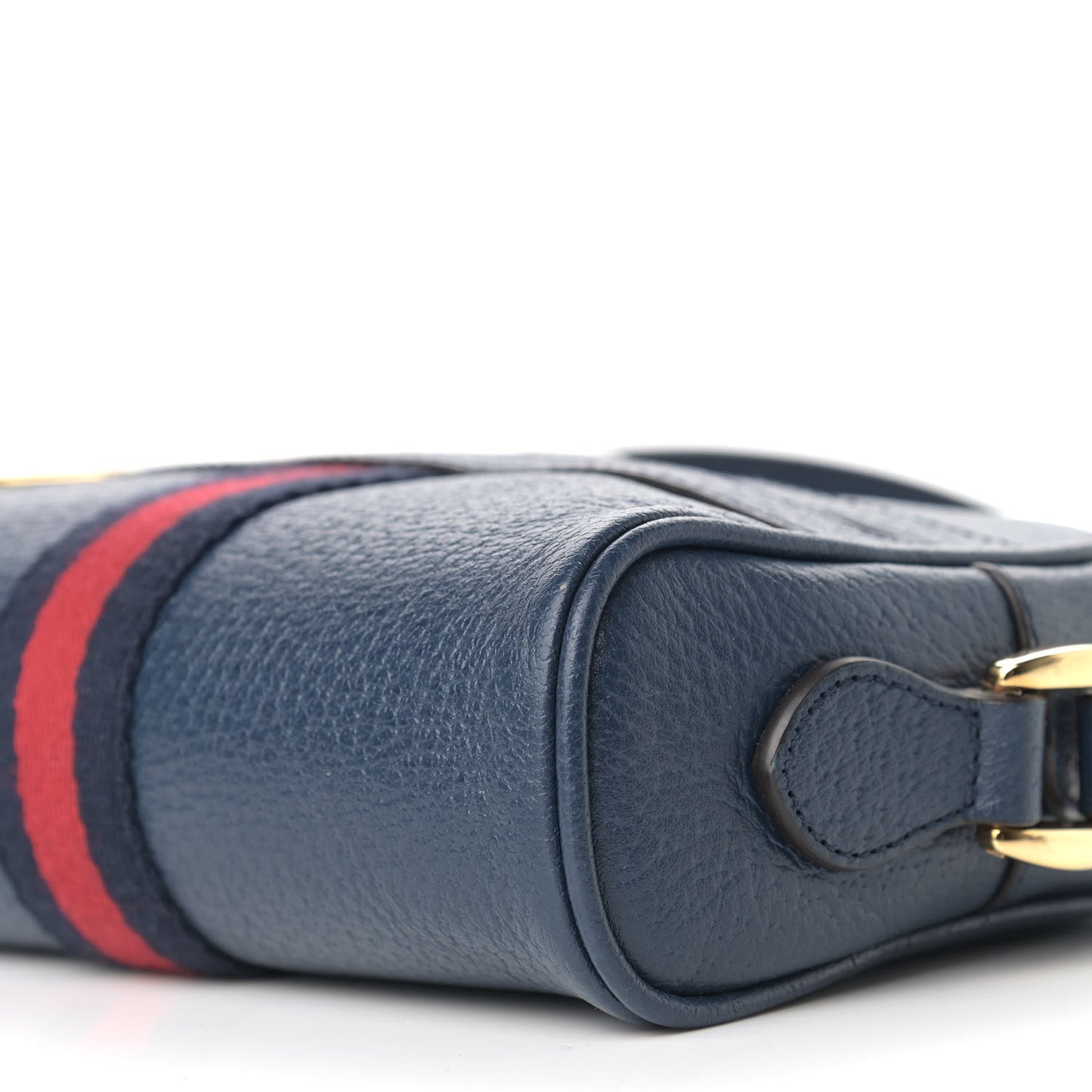 Textured Calfskin Web Mini Ophidia Shoulder Bag Blue Agata