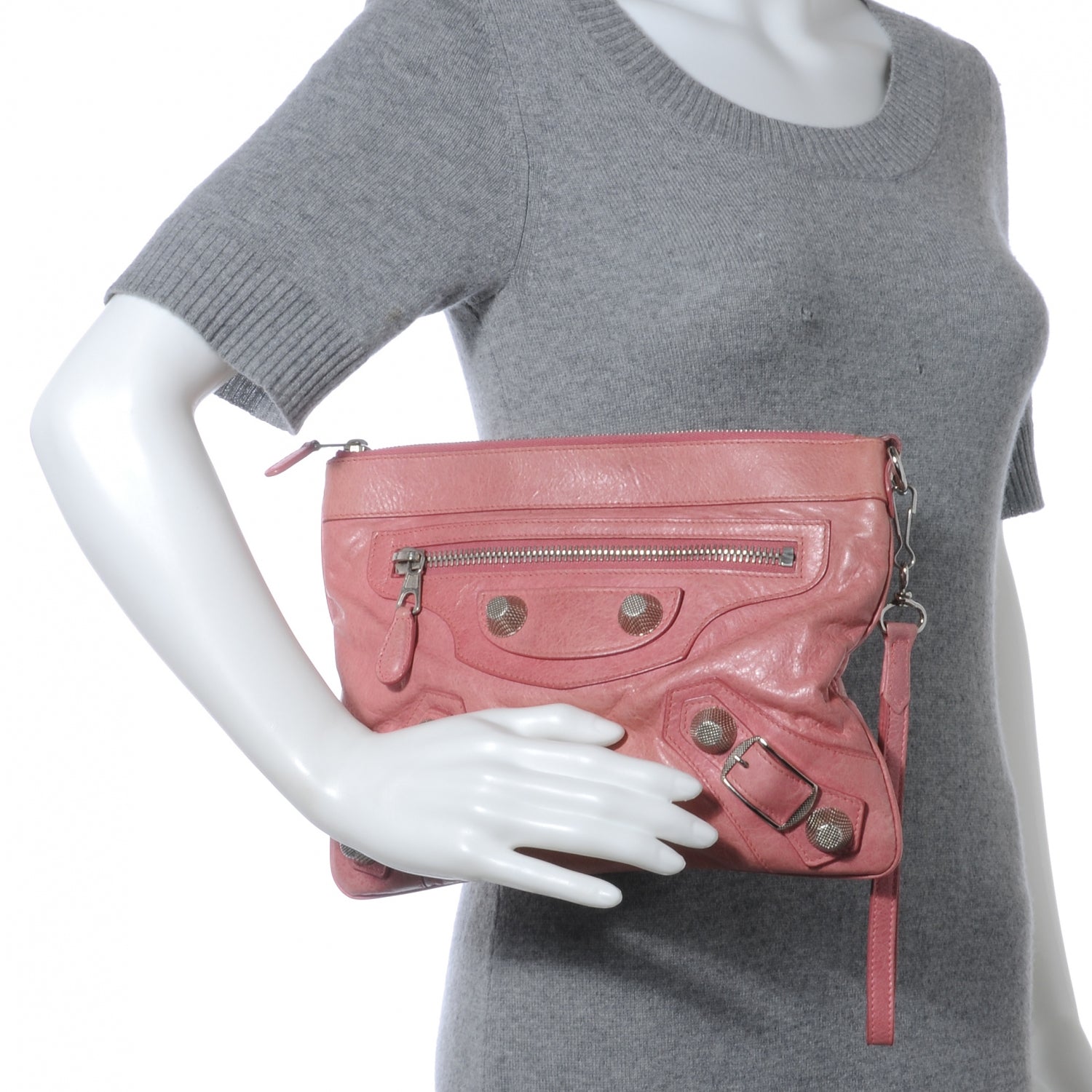 Balenciaga Agneau Giant Handle Flat Clutch Framboise 2 of 7